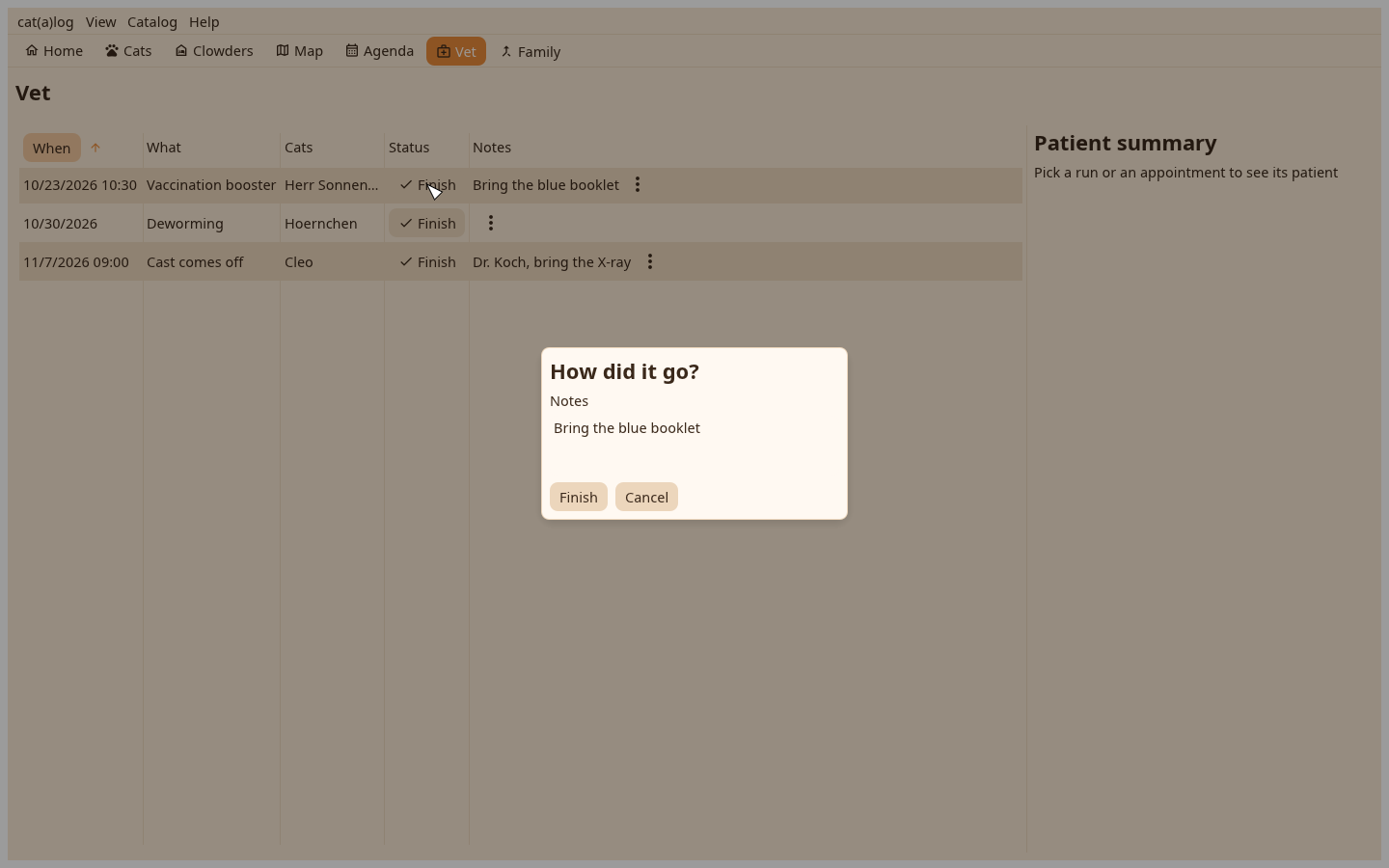 The finish dialog