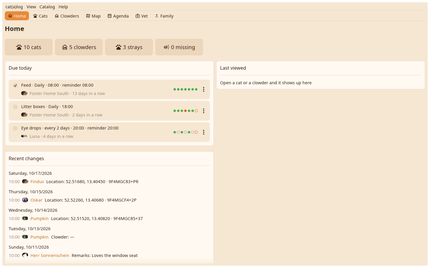 The bar and the Home dashboard