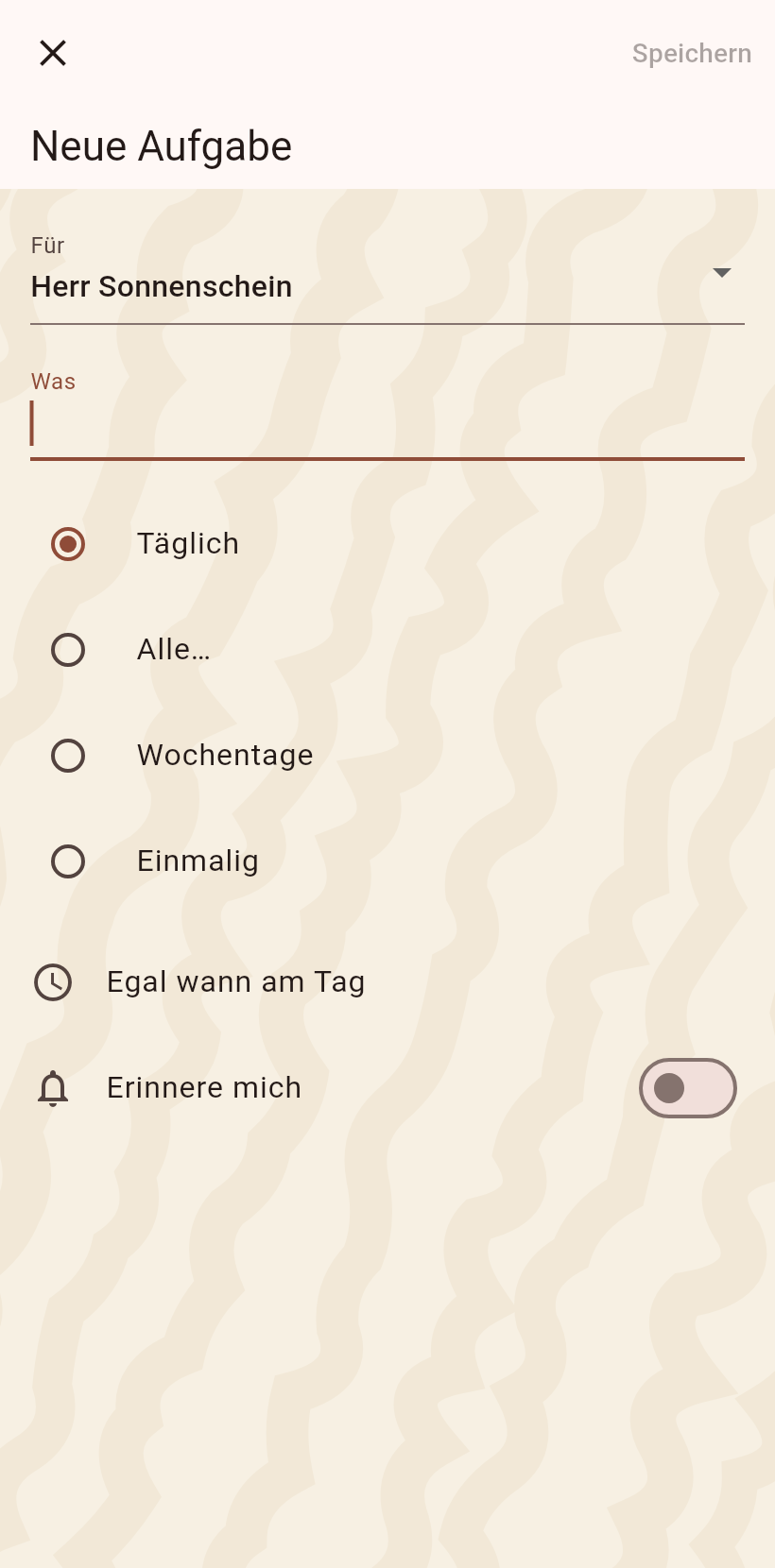 Der Editor für die neue Aufgabe