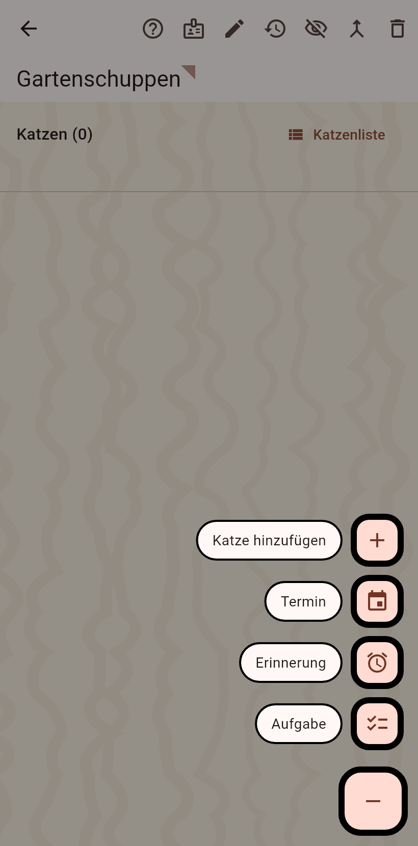 Das aufgefächerte Plus mit den Wegen, eine Katze einzutragen