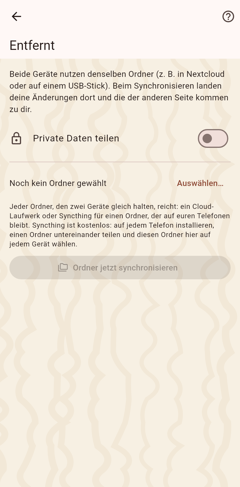 Die Seite des gemeinsamen Ordners