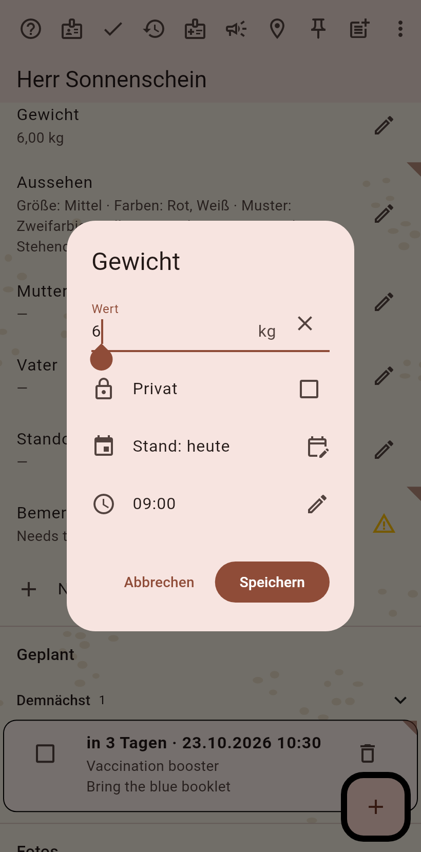 Der Gewichtseditor