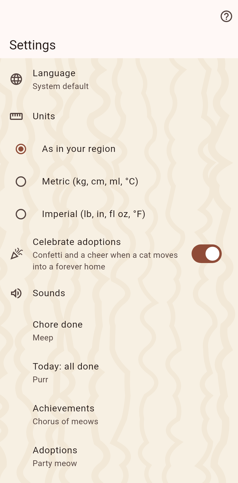 Settings and catalogs