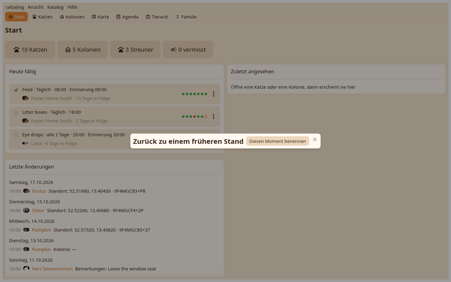 Momente, Sicherungen, Archiv
