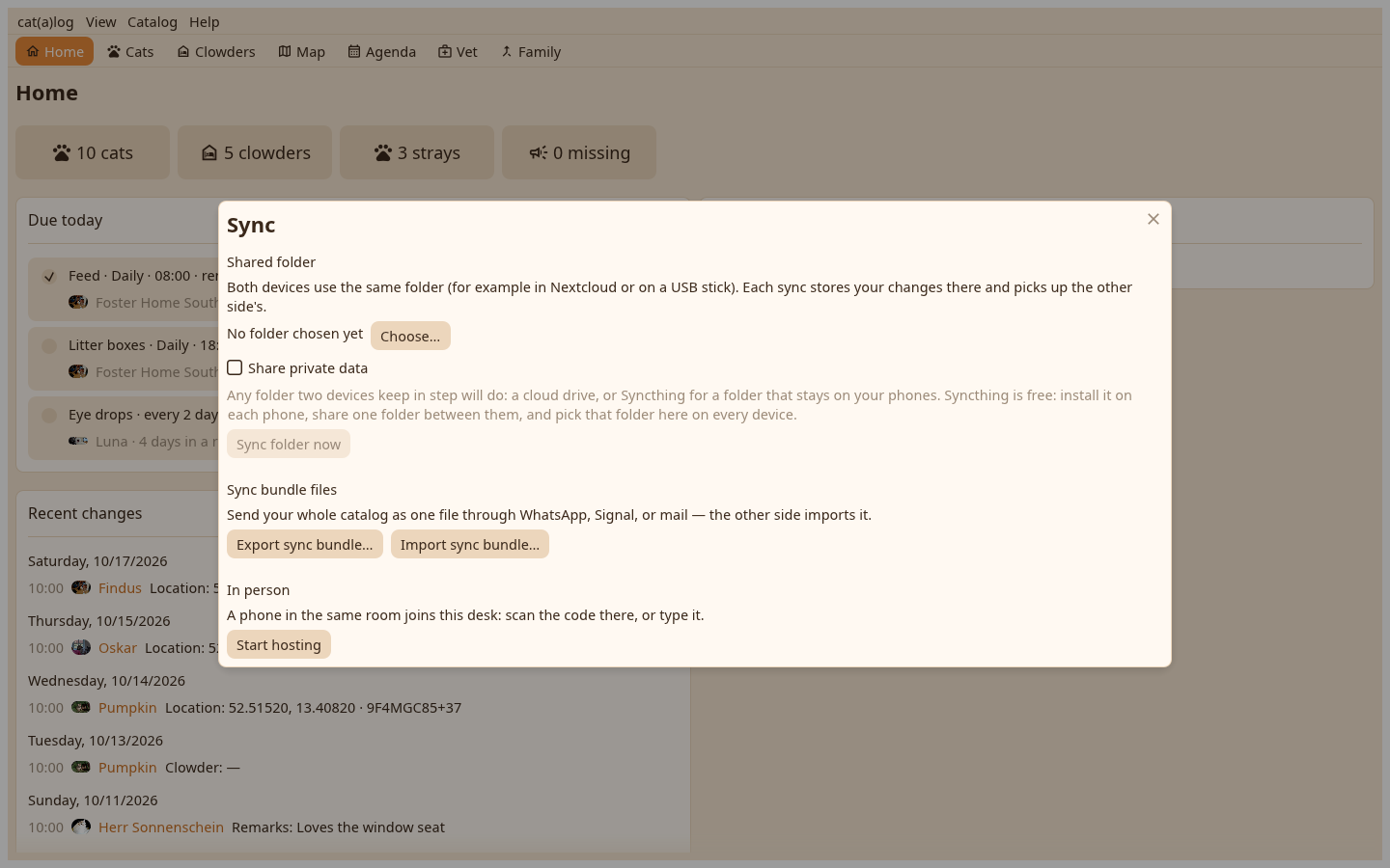 The sync page