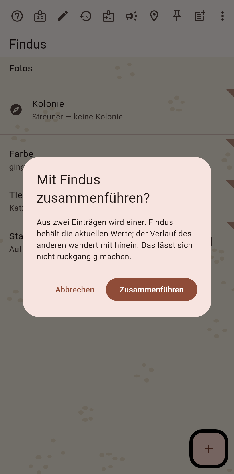 Die Bestätigung des Zusammenführens