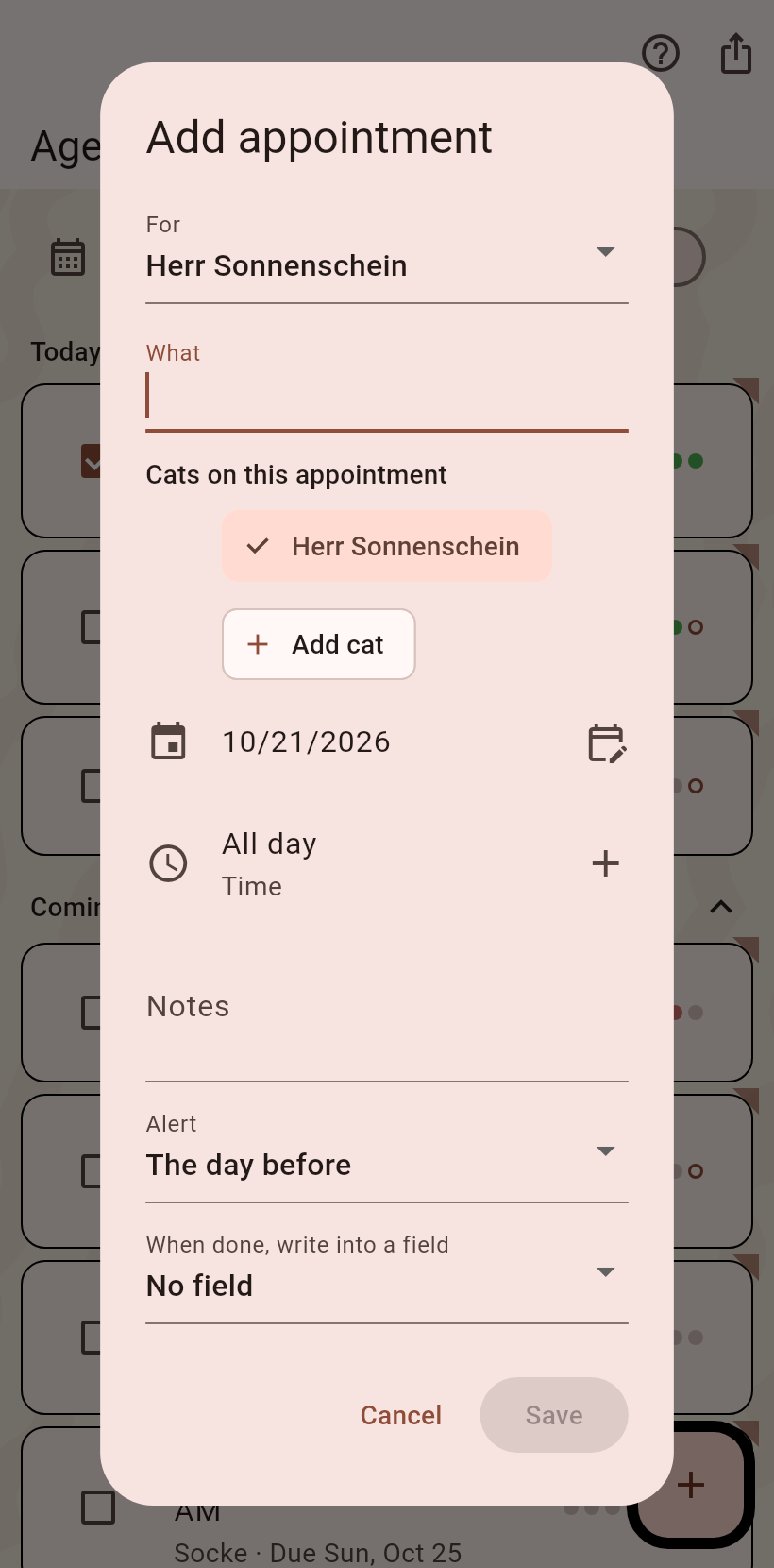 The appointment editor