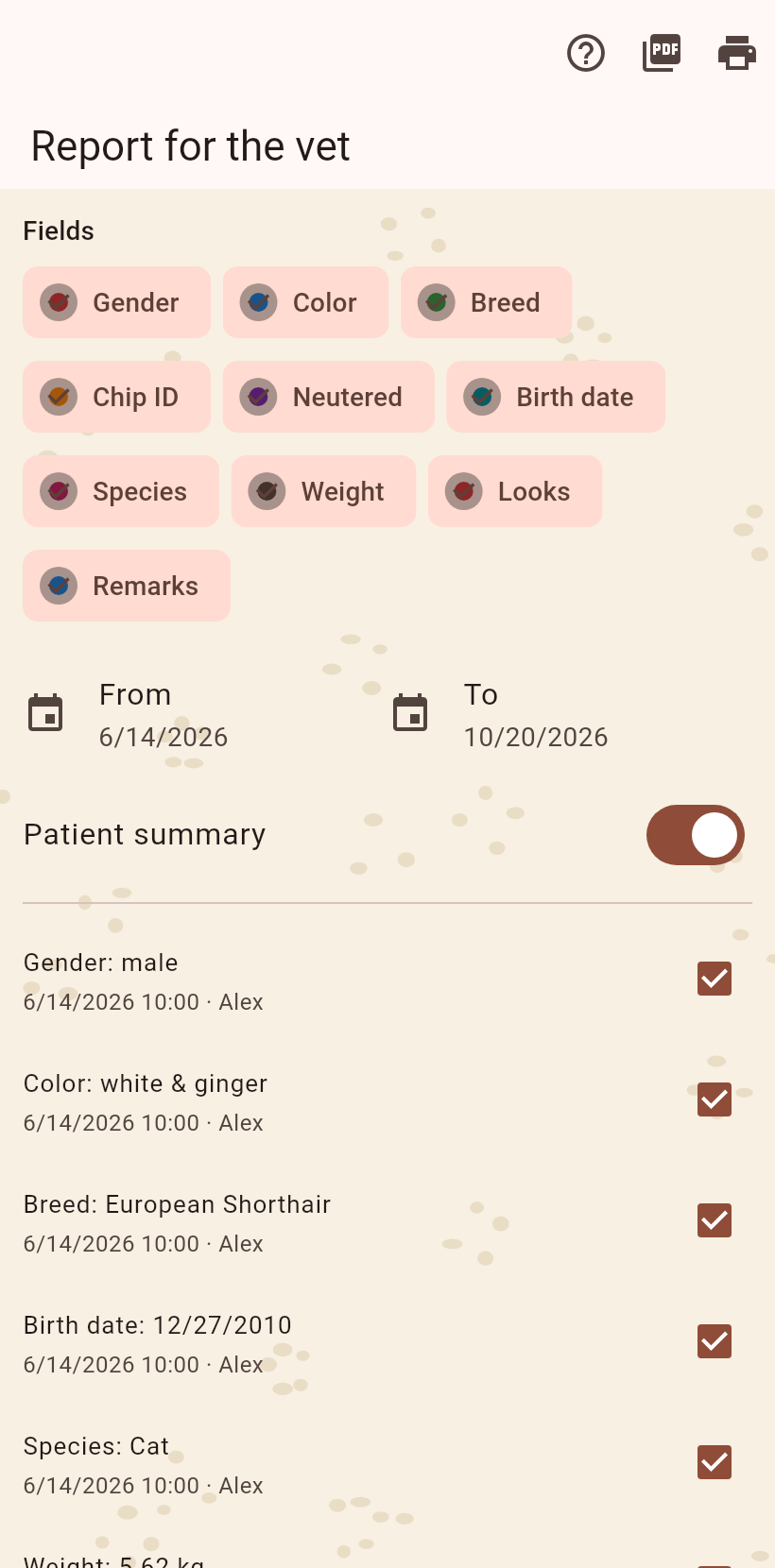 The vet report