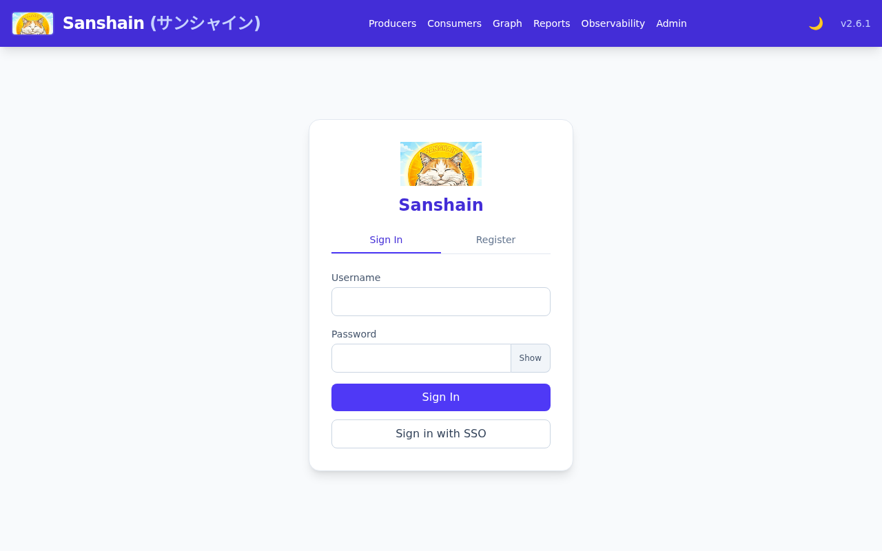 The sign-in form with username and password fields, a Sign In button and a Sign in with SSO button